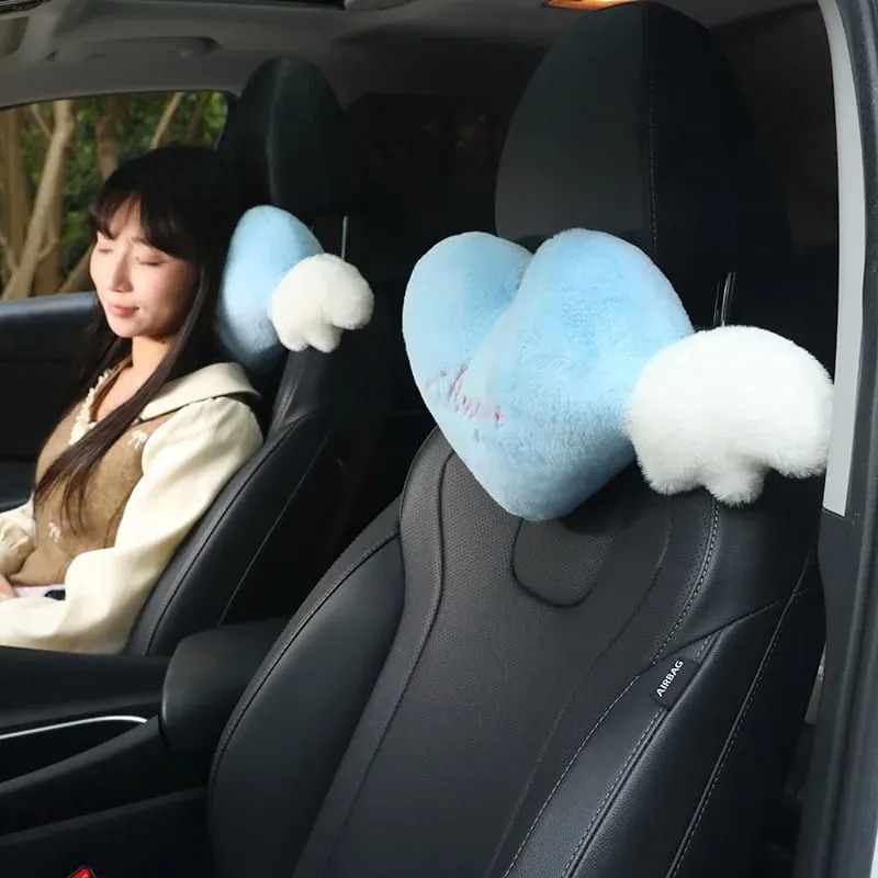 Cute Angel Heart Plush Pillow with Wings Soft Fluffy Love Heart Stuffed Cushion Car Sofa Home Decor Valentine Creative Gift — image 5