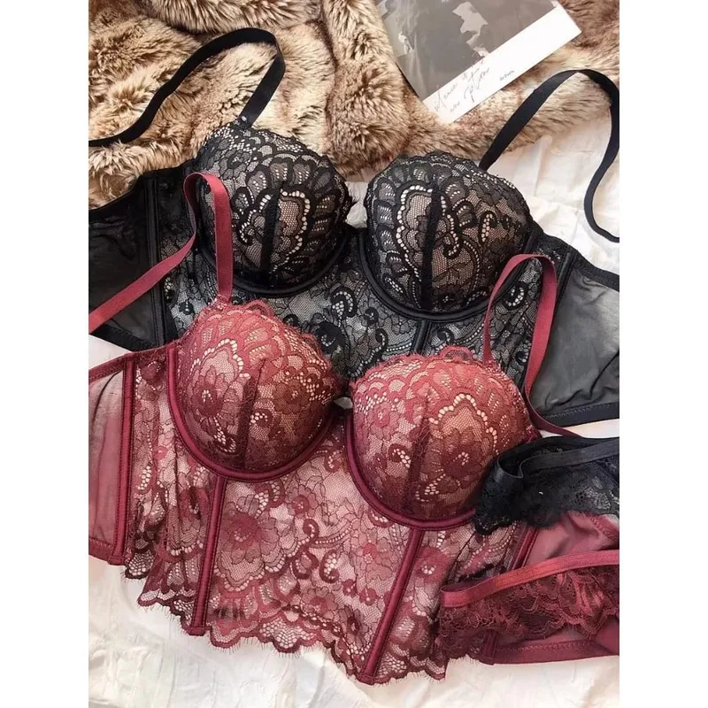 Sexy Women French Lace Fishbone Bra Soft Underwire 3/4 Cup Push Up Anti Sag Side Breast Shaper Comfort Daily Lingerie — image 5