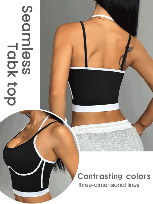 Color blocking non steel ring beautiful back sports vest for women's outdoor wear fitness running shock-absorbing gathering s — image 8