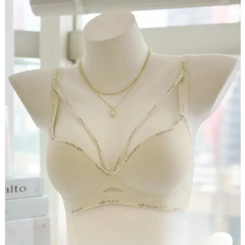Sexy Leopard Print Letter Patchless Seamless Lingerie Wireless Thin Comfort Gather Small Breast Show Natural Breast Shape S-XL — image 6