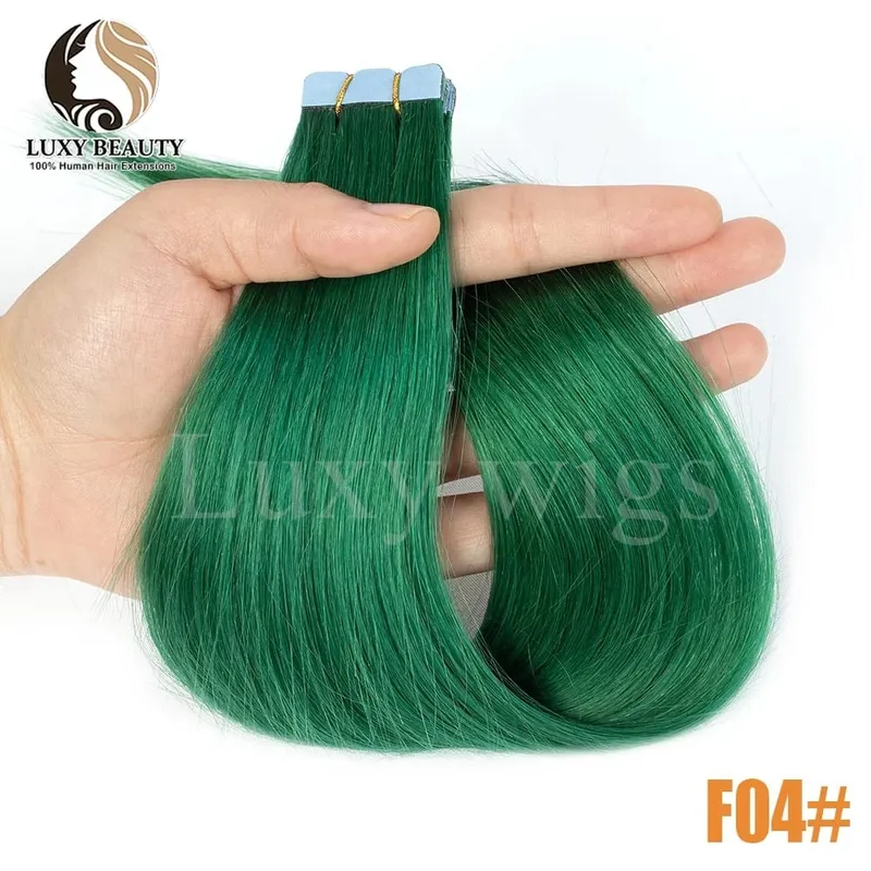 Colored Purple Mini Tape in Human Hair Extensions Invisible Seamless Tape in Hair 10pcs Pink Red Green Blue Mini Tape In Hair — image 8