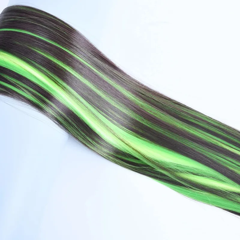 Jeedou Clip-in Hair Extension 5Clips One Piece Straight Synthetic Hairpiece Blue Brown Green Red Highlighted Piano Color — image 11