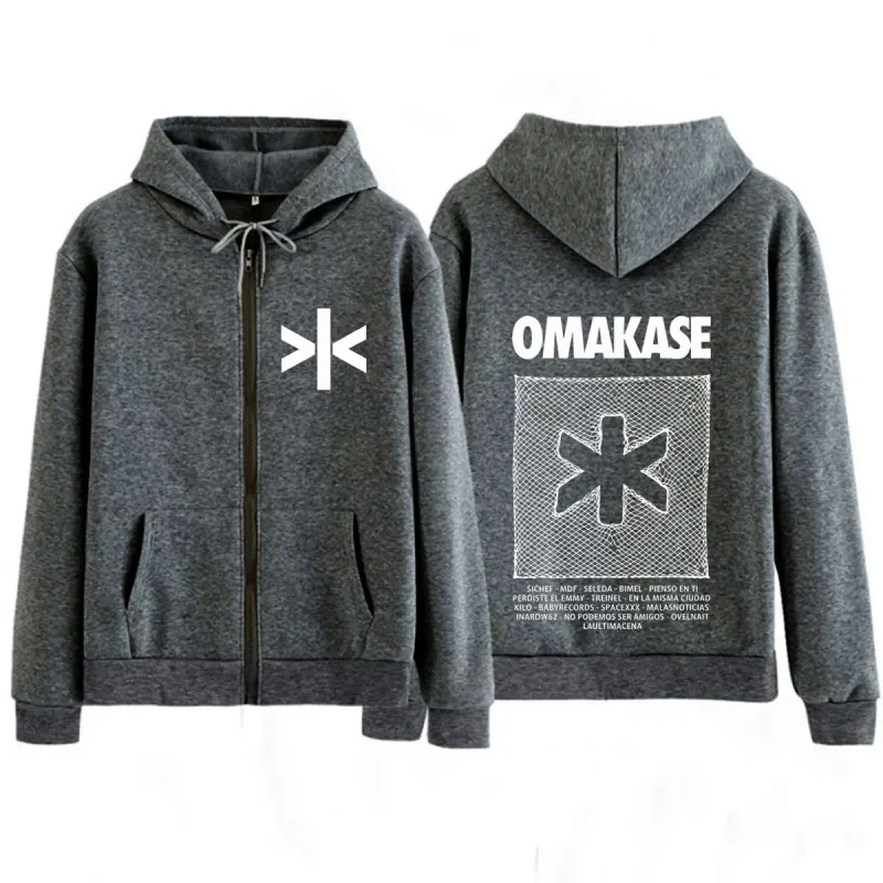 Alvaro Diaz Omakase 2026 Album Tour Print Zipper Hoodie Men Fashion Sweatshirts Long Sleeves Loose Casual Vintage Zip Up Jacket — image 5