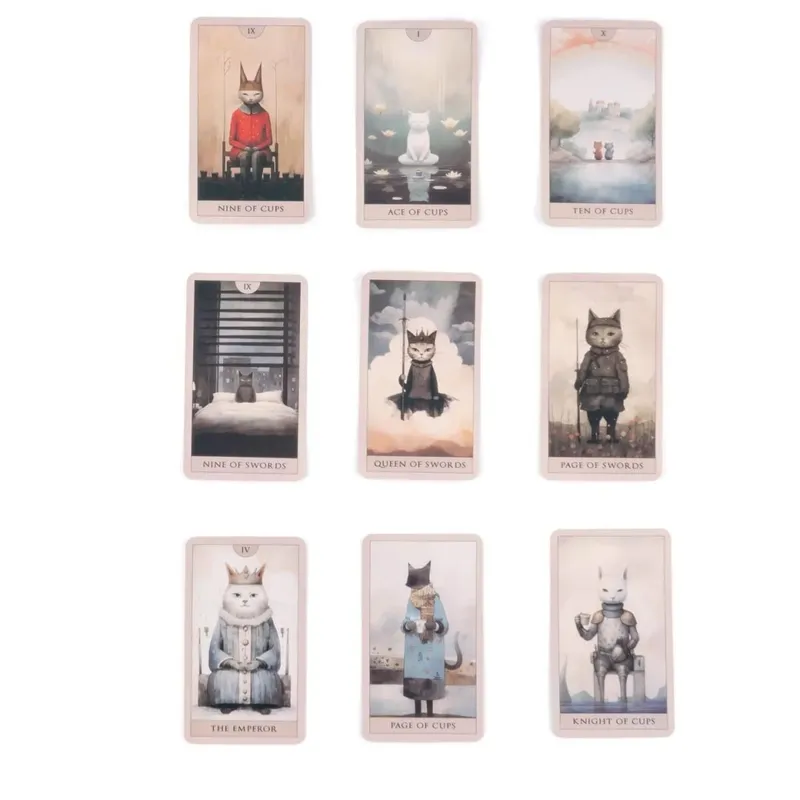 Surrealist Cat Tarot การ์ด - Aesthetic 10.3*6 ซม. 78-Card แปลกพร้อมภาพประกอบพาสเทลอ่อน — image 2