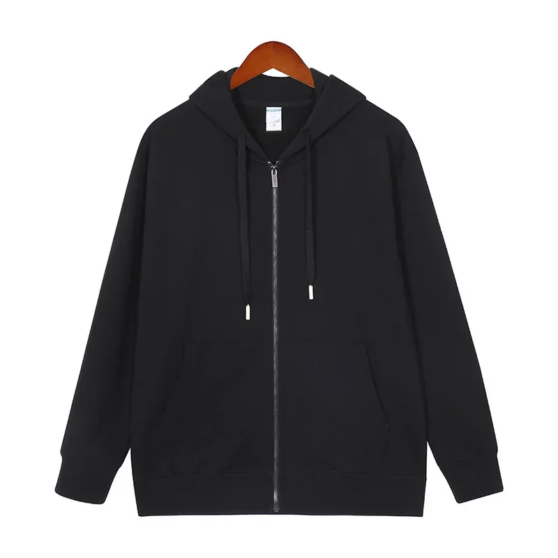 2026 autumn and winter new men's hooded zipper sweater solid color
