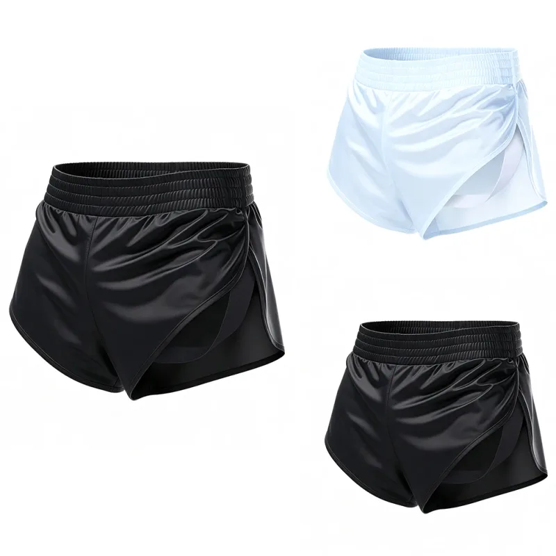 Men Satin Glossy Arrow Pants Split Side Boxer Shorts Sexy Underwear Loungewear Inner Jockstrap Mesh Pouch Sleep Bottoms — image 5