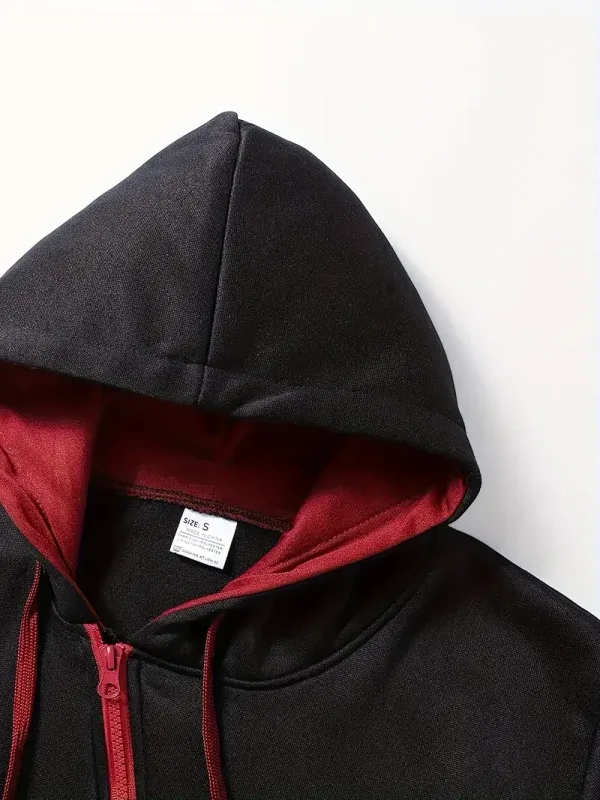 2025 Hot Sale Men's Hoodie Creative Diagonal Zipper Sweatshirts 2025 Autumn Winter Male Daily Casual Sporty Motorcycle Outwear — image 4