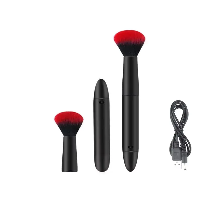 Elektrischer loser Puderpinsel, 10 Gänge, Vibration, schneller Make-up-Pinsel, Rouge, wiederaufladbare, multifunktionale Make-up-Pinsel-Werkzeuge