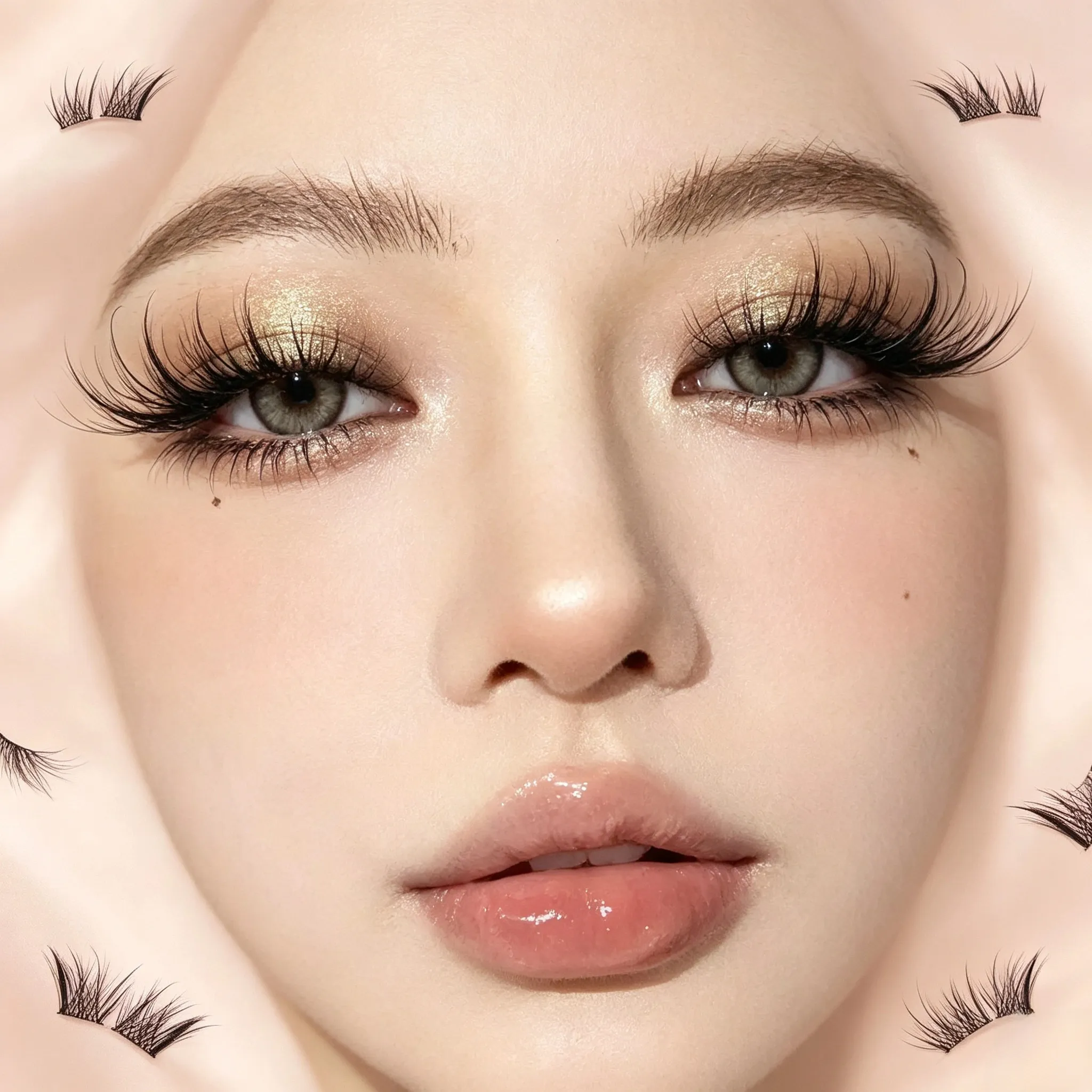 60 Clusters of Brown Natural Fox-Style Cat Eye False Eyelashes Makeup Tools Natural Segmented Eyelash Bundles Makeup Tools — image 3