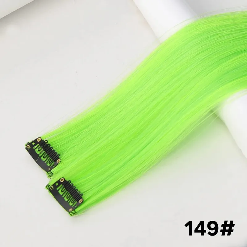 2PCS synthetic color hair extension piece wig women's highlighting clip hair heat-resistant wig piece long straight hair — image 16