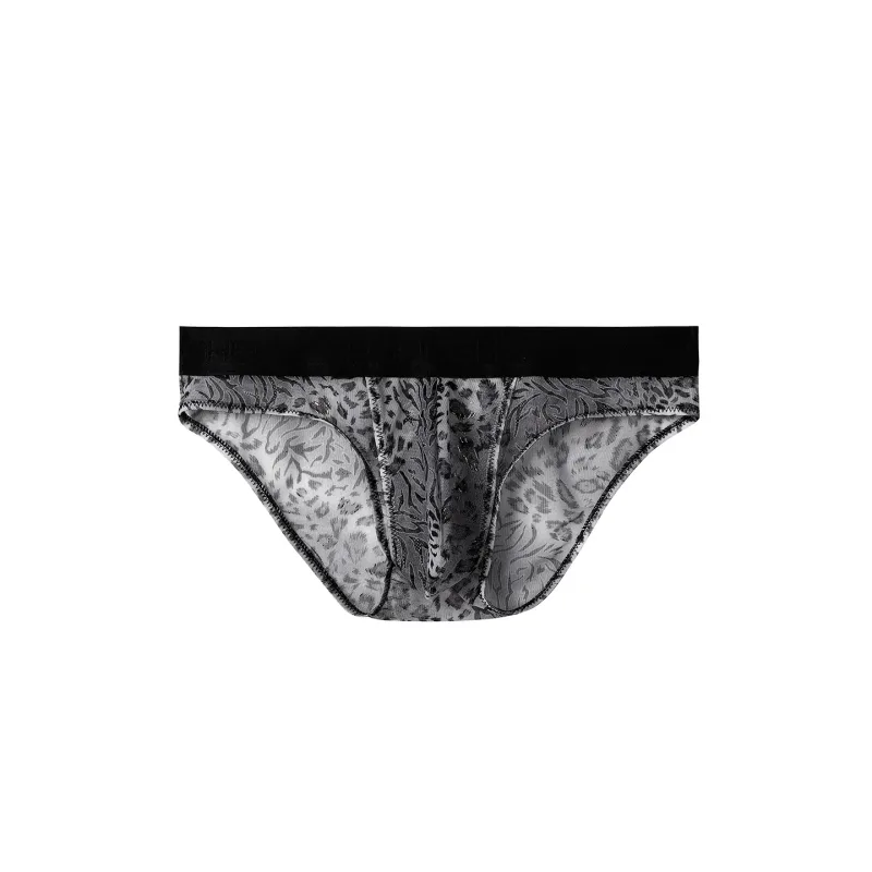 Slip séparé à double pochette pour hommes, culotte d'été en soie glacée, transparente, en maille respirante, imprimé léopard, sous-vêtements de voyage à séchage rapide — image 18