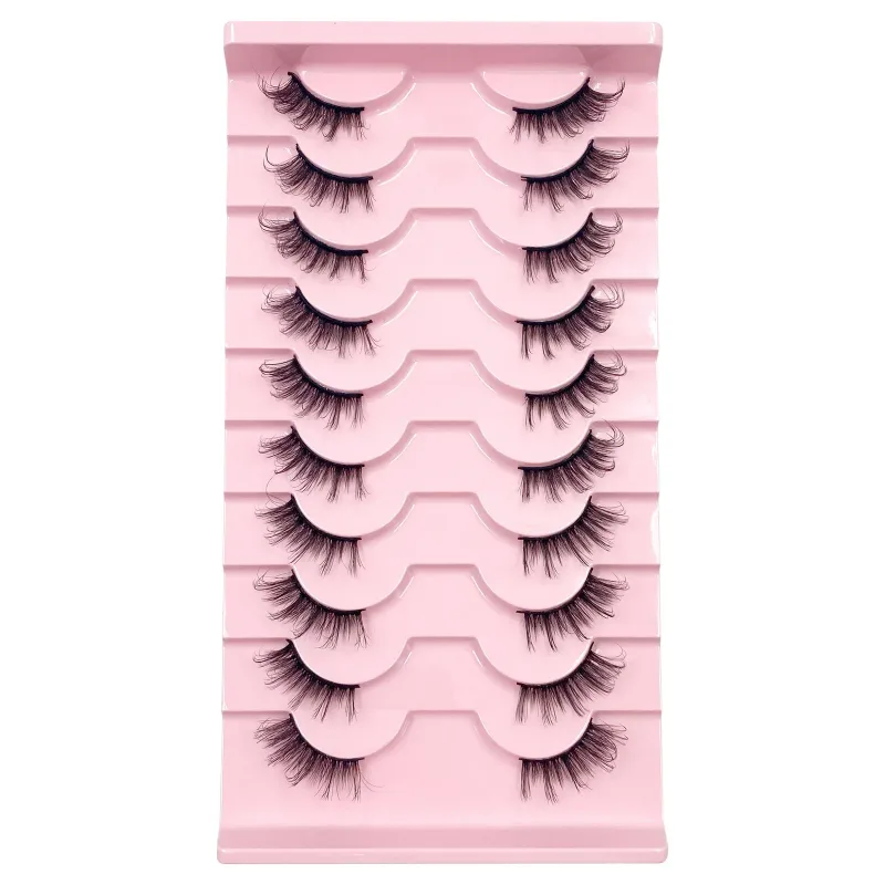 3D Cat Eye Lashes Half Eyelashes 10Pairs Half Lashes Natural Clear Stem False Eyelash Extension Makeup Faux Cils maquiag — image 19