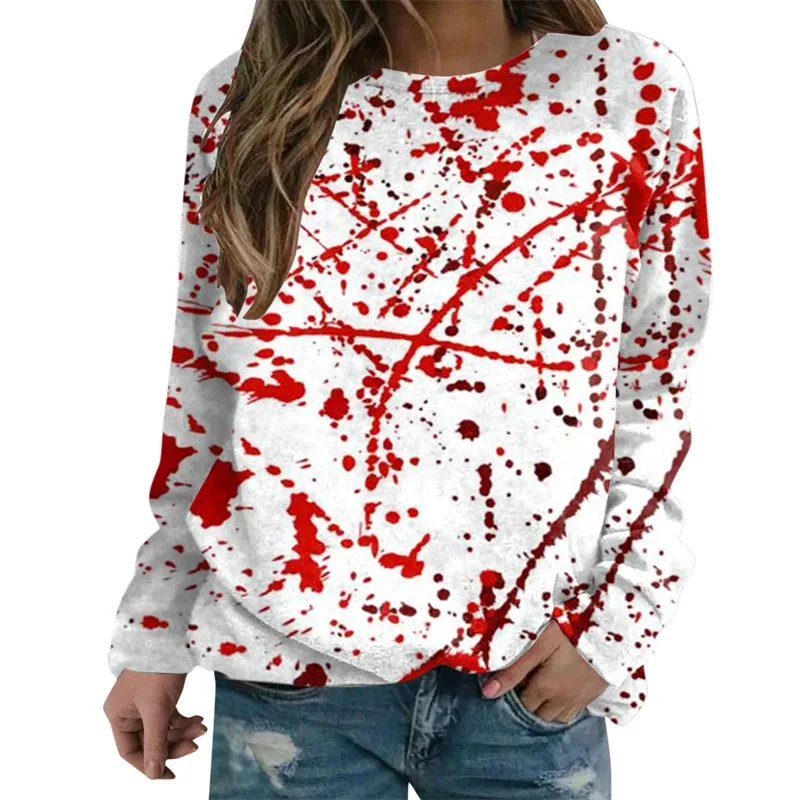 Terror Blood Graphic Sweatshirts Halloween Party Design Female Clothes I'm Fine Bloody Women Sweater Horror Ladies Y2k Pullovers — image 7