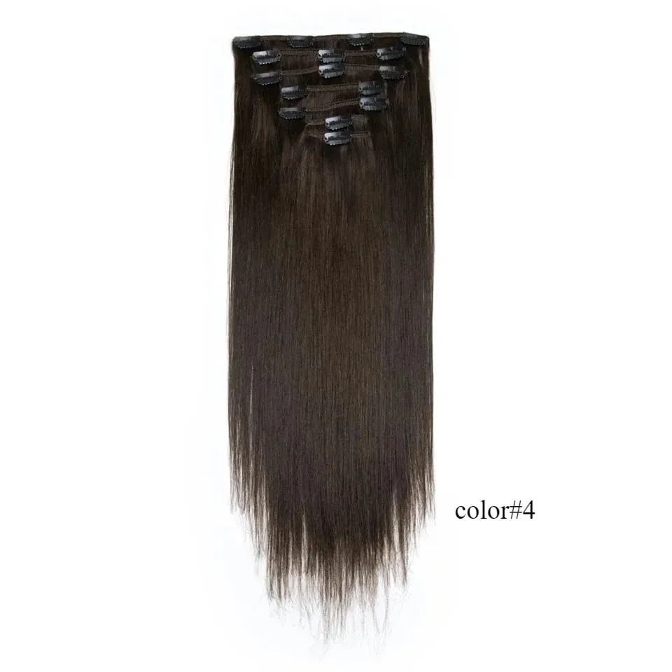 Rebecca Clip In Hair Extensions Human Hair Straight Clip In Blonde P6/613 P8/613 P27/613 P4/27 Color Clip Ins Remy Hair 7Pcs Set