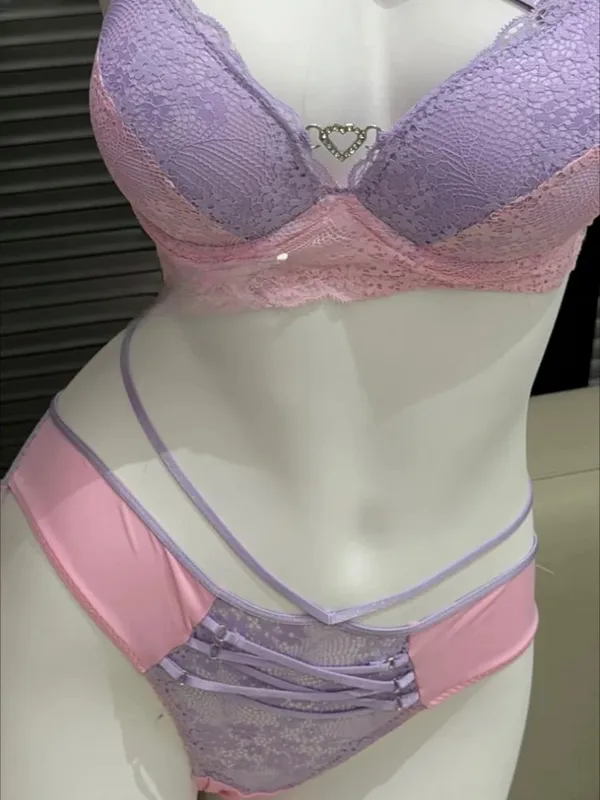 Chic Hollow Lace Tie Strap Lingerie Set Sexy Push Up Brassiere Gathering Ladies Fashion Inner Underwear Set 32 34 36 38 — image 8