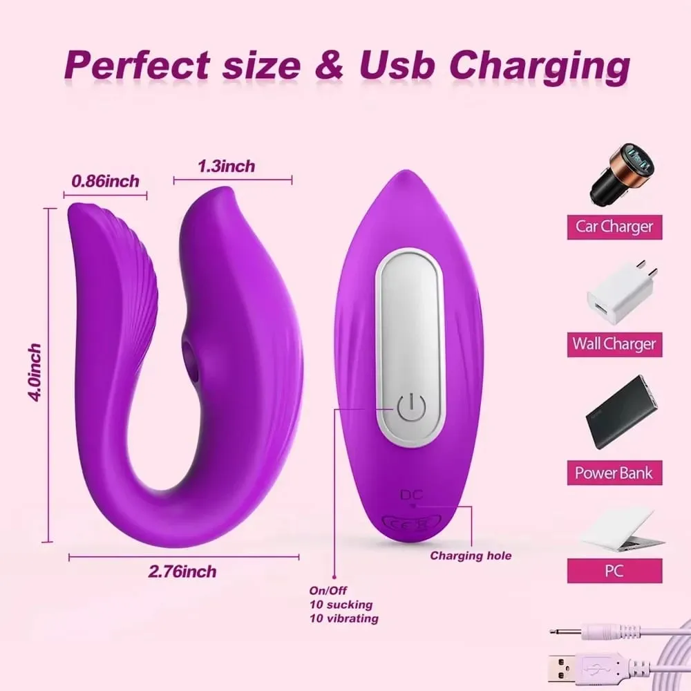Powerful Sucking Wireless Remote Vibrator Wearable U Shaped Dildo Massager Dual Clit Stimulation Couple Adult Sex Toys for Women — image 6