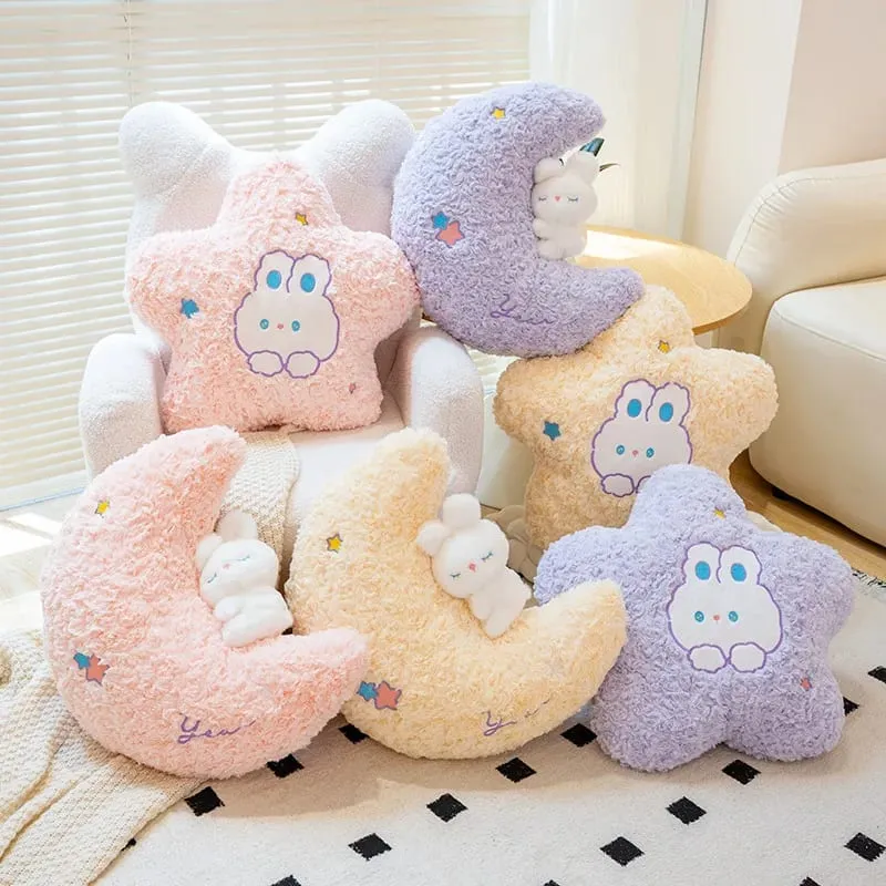 45cm Kawaii Pillow Rabbit Cartoon Star Moon Pillow Cushion Creative Happiness Soft Family Plush Toy Sofa Home Decor Plush Pillow — image 3