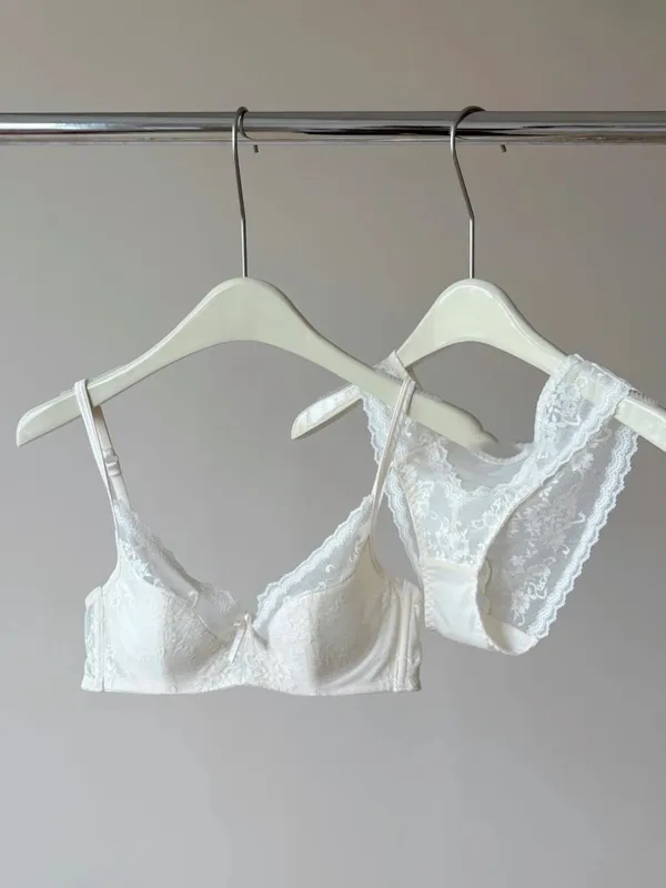 French Style Lace Underwire Bra | Half Cup Push Up Bra Large Bust Summer Lightweight Slimming Anti Sag Lingerie Set BANERDANNI — image 10