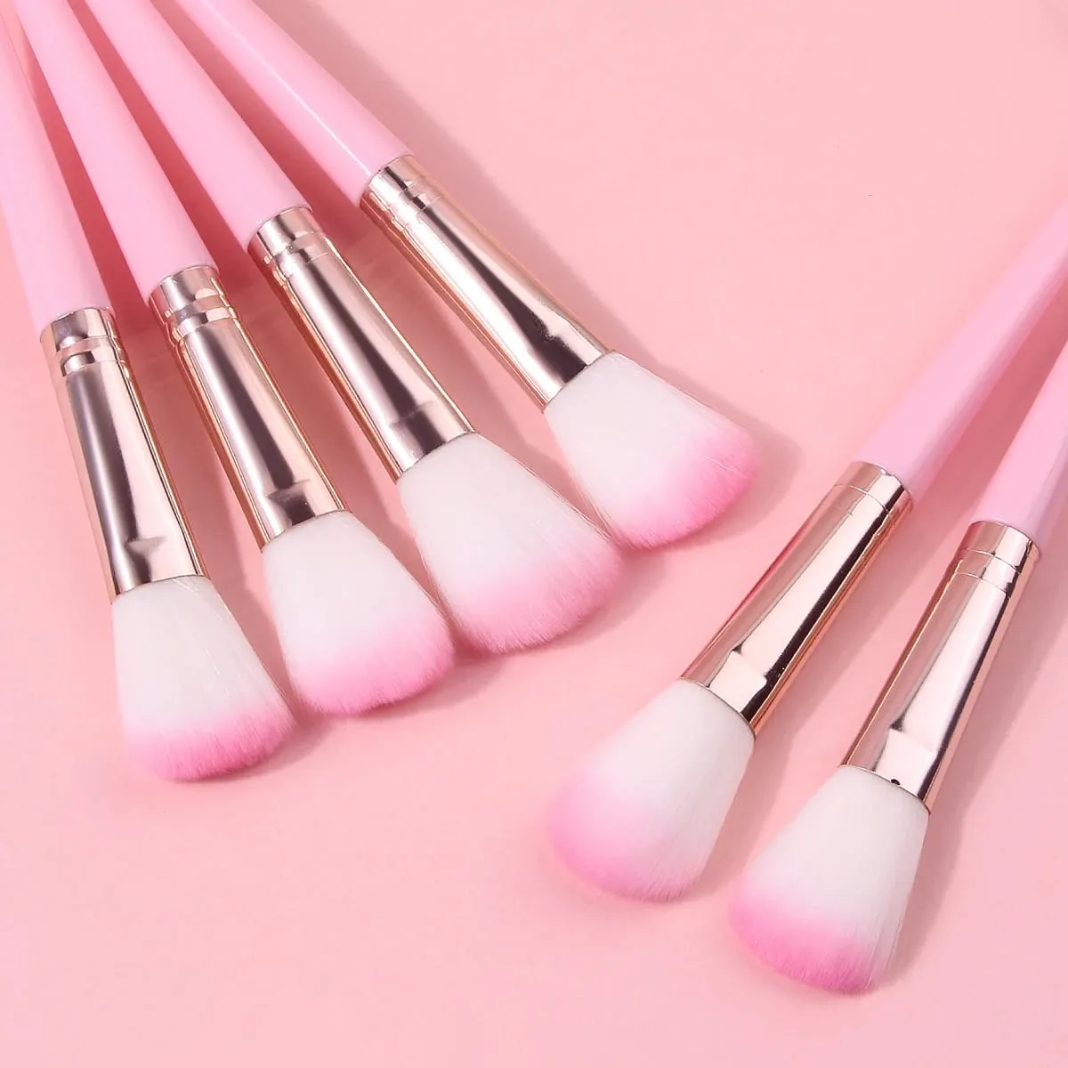 6Pc Daily Use Makeup Brushes Soft Pink Hair Blush Powder Brushes Airy Flawless Finish Professional Face Cosmetic Tool Kit — image 5
