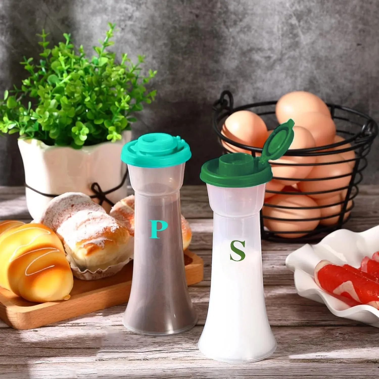2pcs Large Salt & Pepper Shaker Set with Lids - Perfect for Home Kitchen Restaurant Outdoor and Camping — image 5