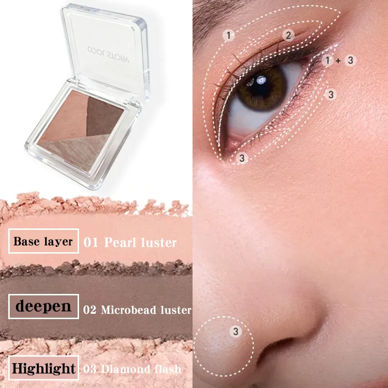 3 Colors Marble Baked Eyeshadow Palette Matte Shimmer Glitter Eye Shadow Waterproof Long Lasting Earth Tone Eye Makeup Cosmetics