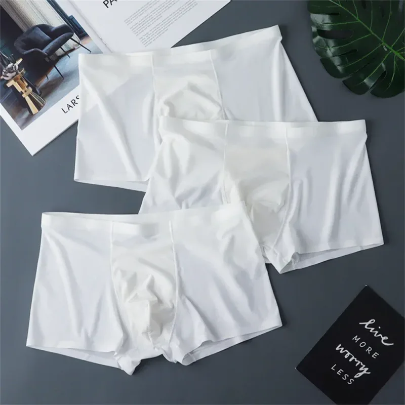 3PCS 고품질 남자의 얼음 실크 속옷 여름 얇은 통기성 원활한 팬티 섹시한 남성 속옷 플러스 크기 — image 3