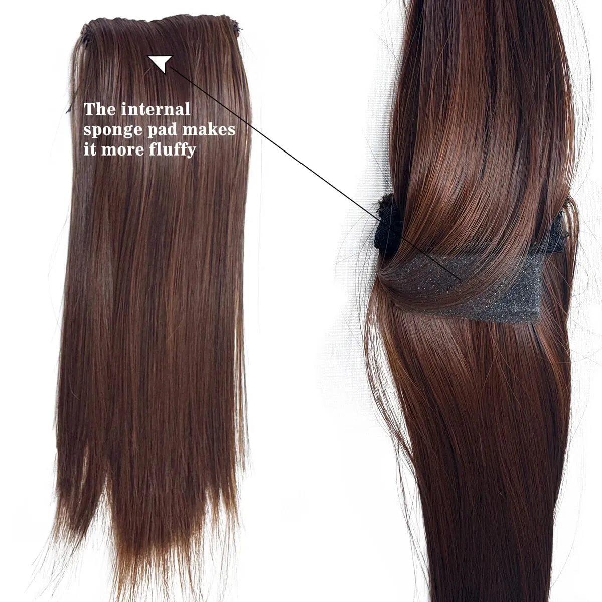 Straight Clip In Hair Extensions Synthetic 8"12" Hair Topper For Women Invisible Clip On Hair Patch Thick Booster Hairpieces — image 4