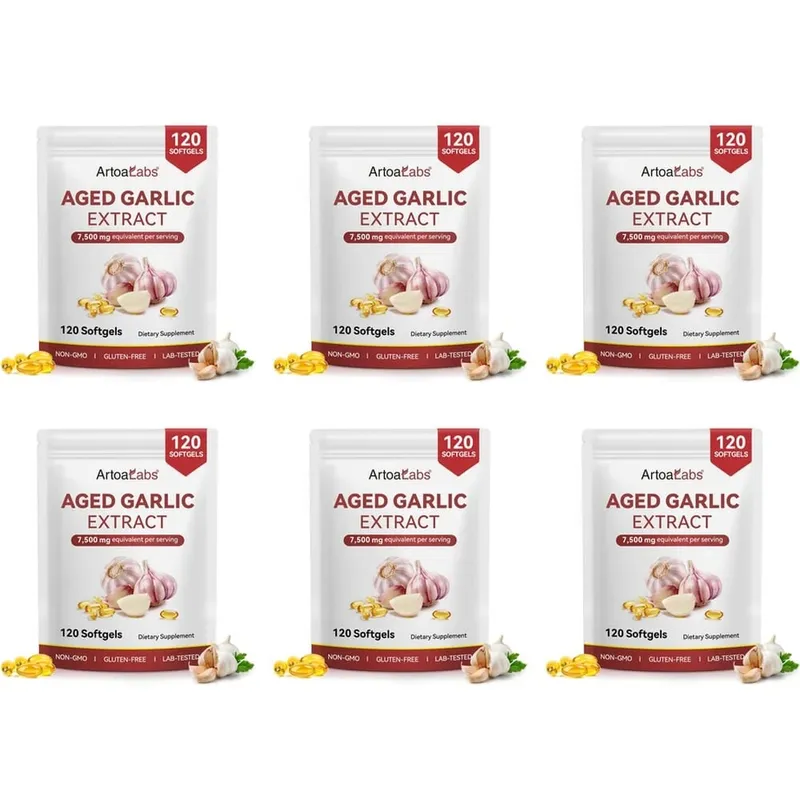 Aged Garlic Extract Softgels 7500mg Equivalent per Serving for Circulation & Heart Function Antioxidant & Immune Support 120Ct — image 12