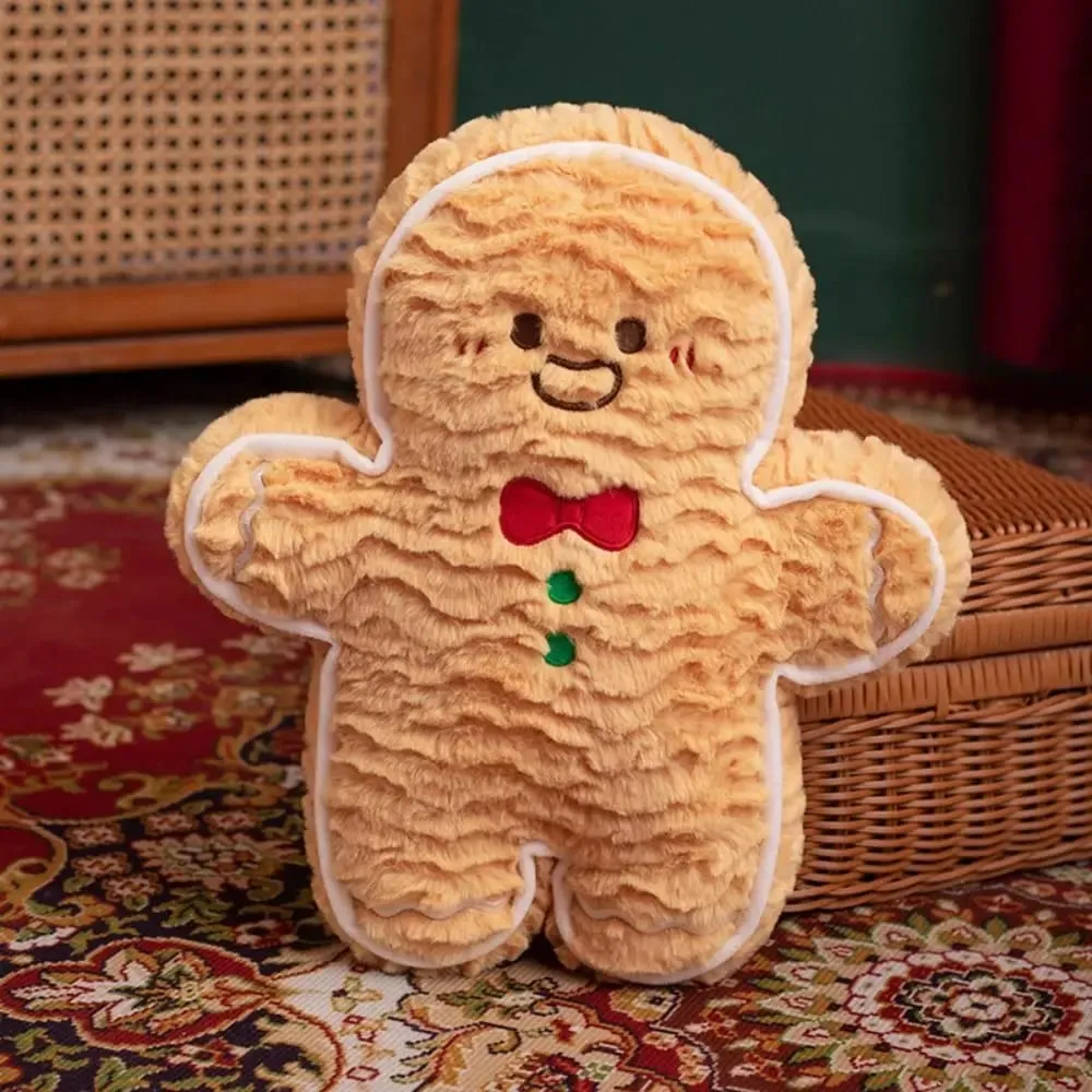 Cute Creative Shape Christmas Pillow Seasonal Pattern Soft Gingerbread Man Cushion Comfortable Waist Cushion Home Decor — image 4