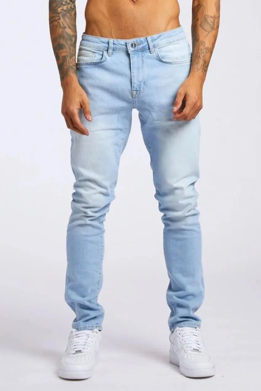 Men New Trendy Slim Fit High Waist Denim Pants Washed Straight‑Leg Casual Jeans For Men — image 8