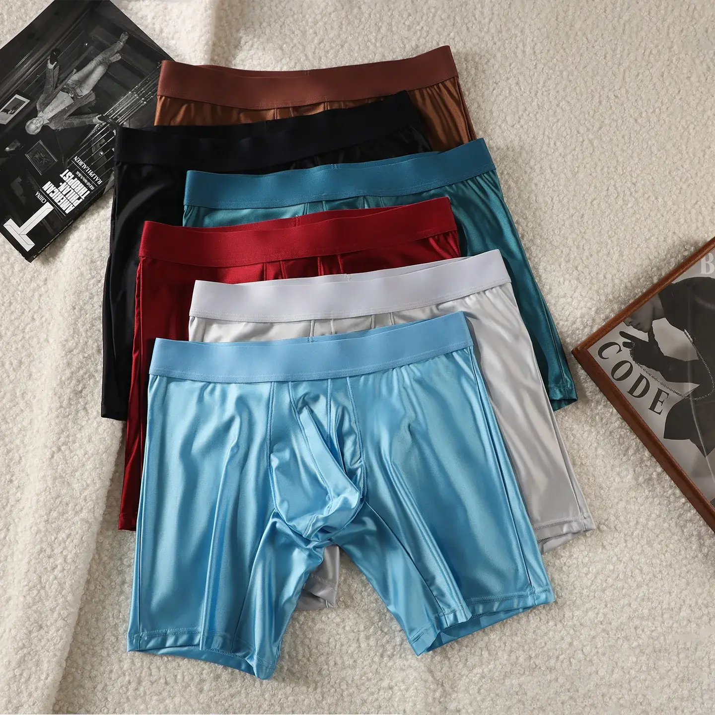 Mens Underwear Boxers Solid U Pouch Panties For Man Extended Leg Boxer Shorts Homme Middle Waist Sports Underpants Male M-XXL — image 5