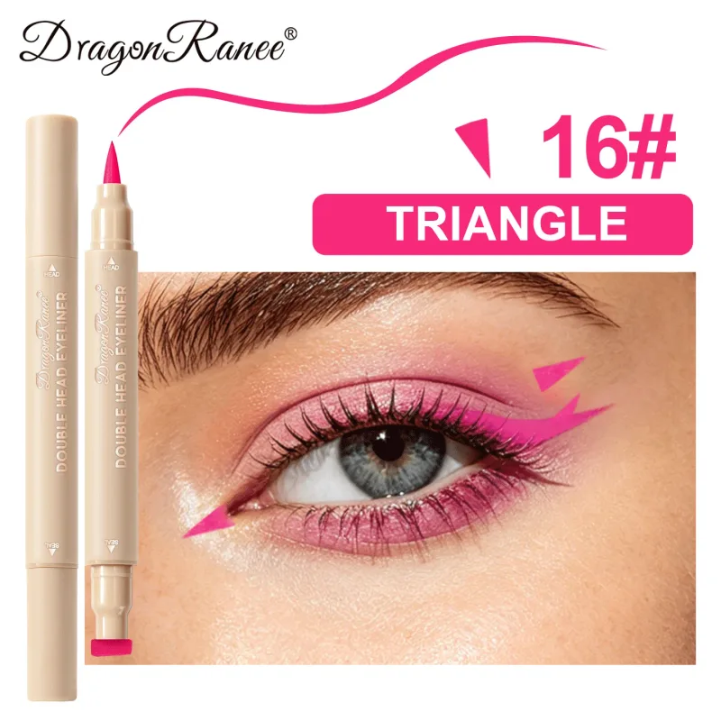 Eyeliner 2 w 1 z podwójną końcówką szybkoschnący wodoodporny i odporny na pot niełatwy do rozmazania kolorowy eyeliner do makijażu oczu
