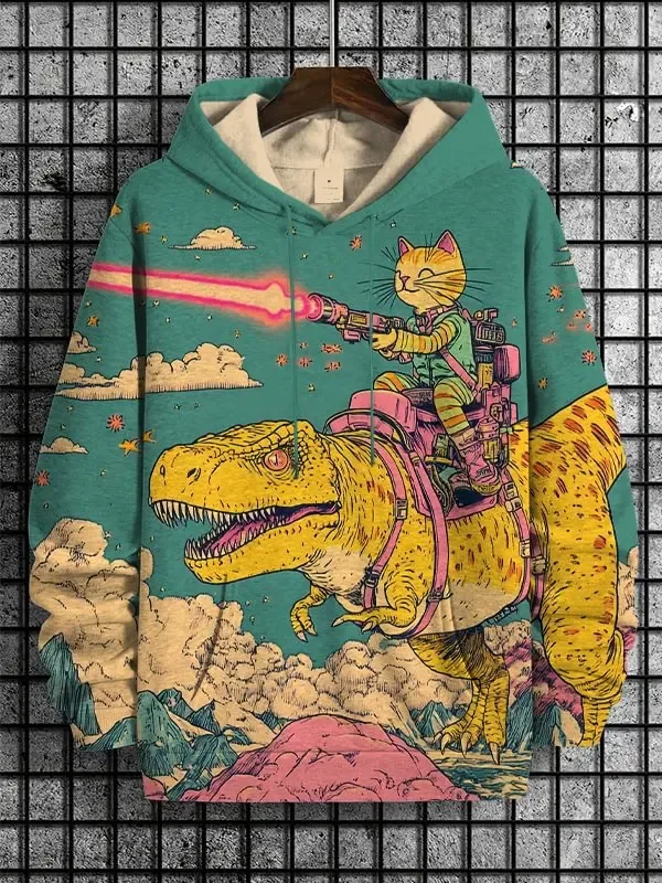 2026 Men's Hoodies Funny Cat Dinosaur UFO Art 3D Printed Cartoon Sweatshirt Men Women Tracksuit Oversized Casual Street Y2k Coat — image 9