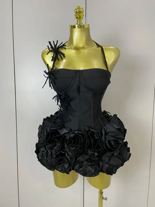 Sexy Halter Prom Gown Celebrity Club Tweedelige Set Cocktail Elegante Damesmode Luxe Verjaardagsfeestje Rood Zwart Bandage Outfit — image 7