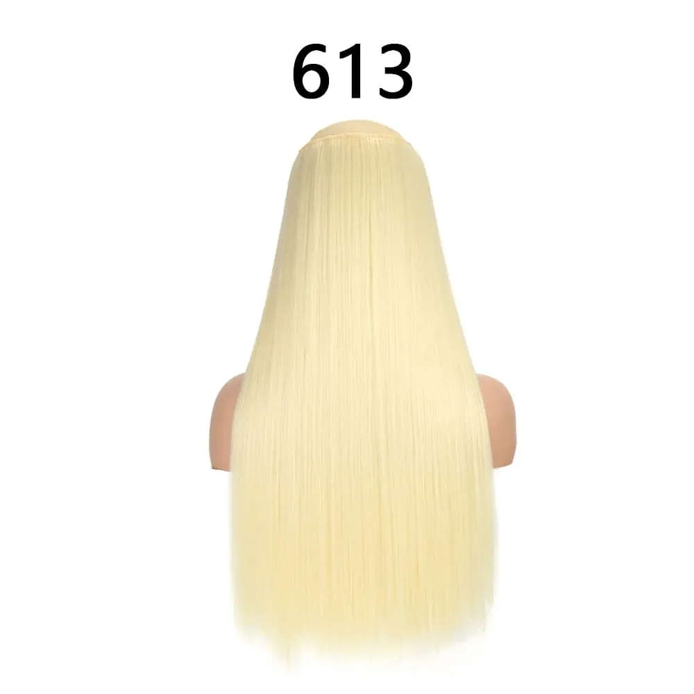 Synthetic 24Inch Hair Extensions OnePiece 5 Clips Long Straight Hairstyle Heat Resistant Fake Hairpiece For Women Natural Brow — image 20