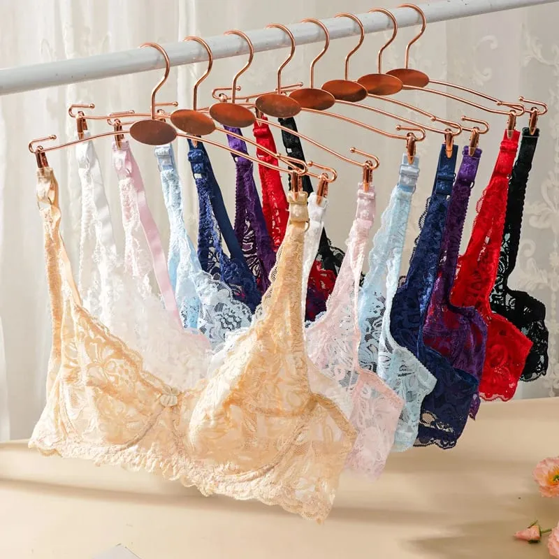 Sexy Lace Bra Set Women Push Up Non-pad Breathable Underwire Thin Solid Panties Underwear Exquisite Lingerie Daily — image 3