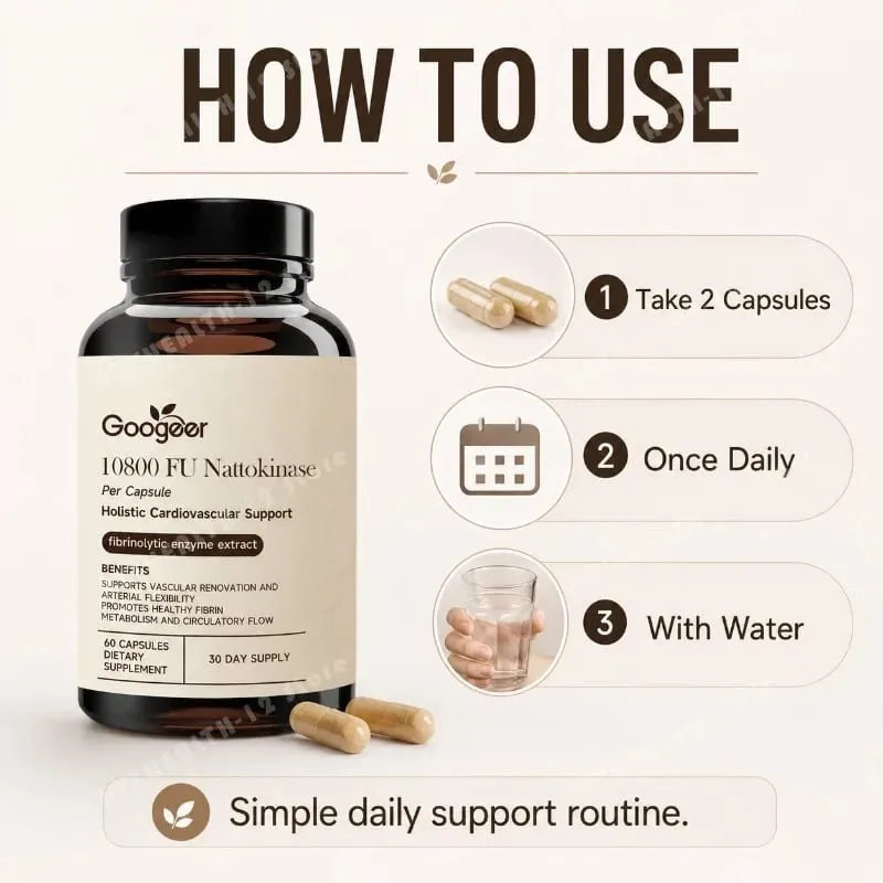 Nattokinase 10800 FU Capsules with CoQ10 Garlic Extract Daily Wellness Supplement 60 Count 30 Day Supply for Adults Men Women — image 3