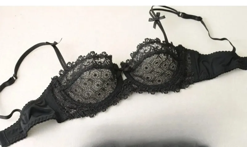 Summer White Lace Bra Lingerie Set Ultra Thin Breathable Sheer Mesh Sexy Deep V Push Up Wireless Women Underwear Suit — image 9