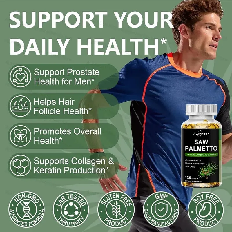 Saw Palmetto Capsules High Potency for Prostate Urinary Tract Bladder Hair Health Supplement — image 5