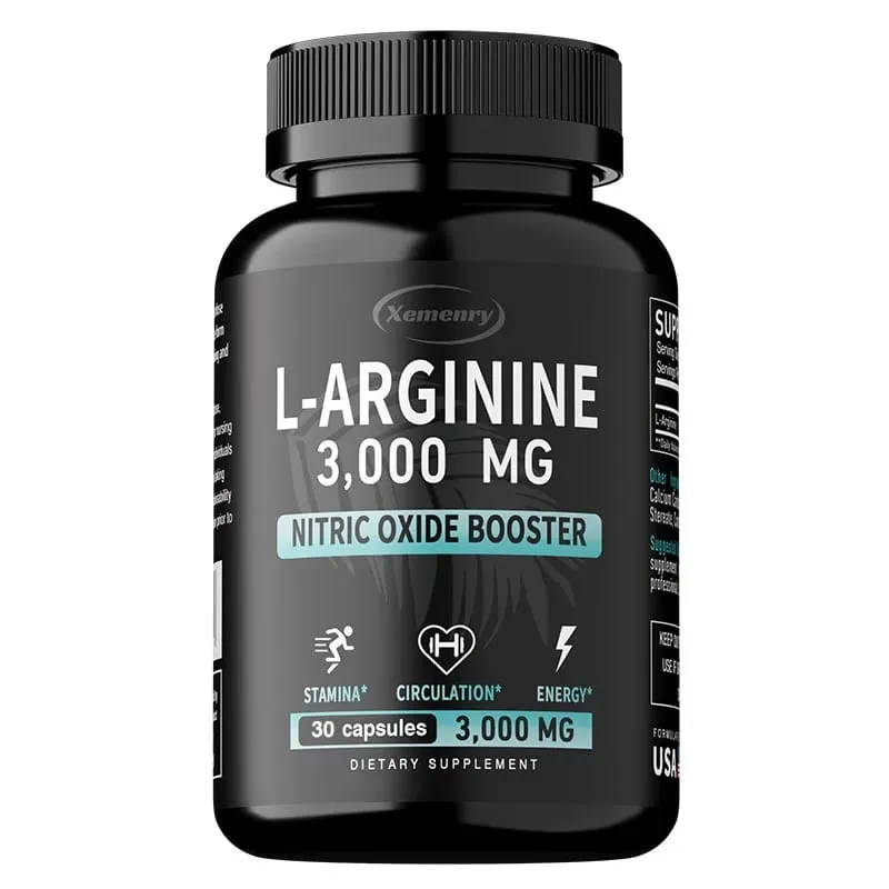 L-Arginine Capsules Supplement - for Energy Strength and Endurance Support During Exercise | Muscle Mass Non-Gmo