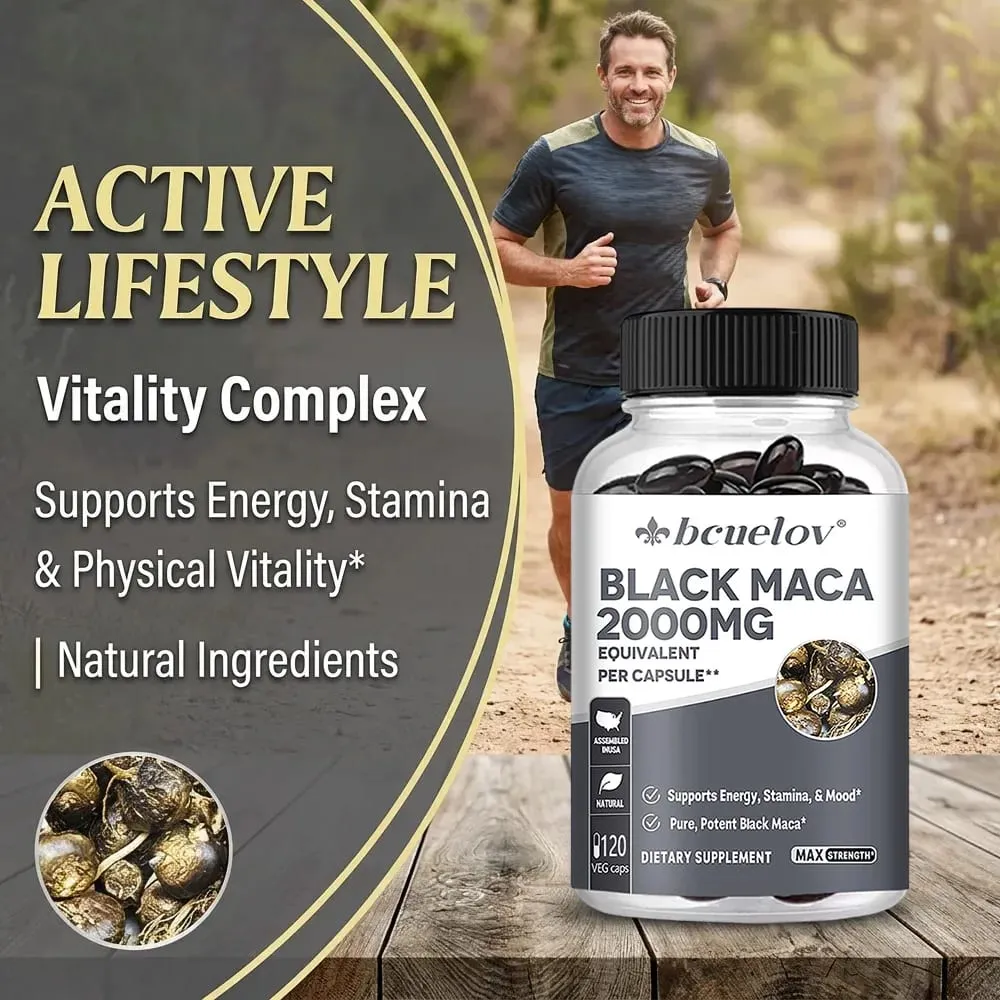 Black Maca Capsules 20000mg - Supports Brain Function Promotes Muscle Growth & Recovery Super Absorption Improve Vitality — image 5