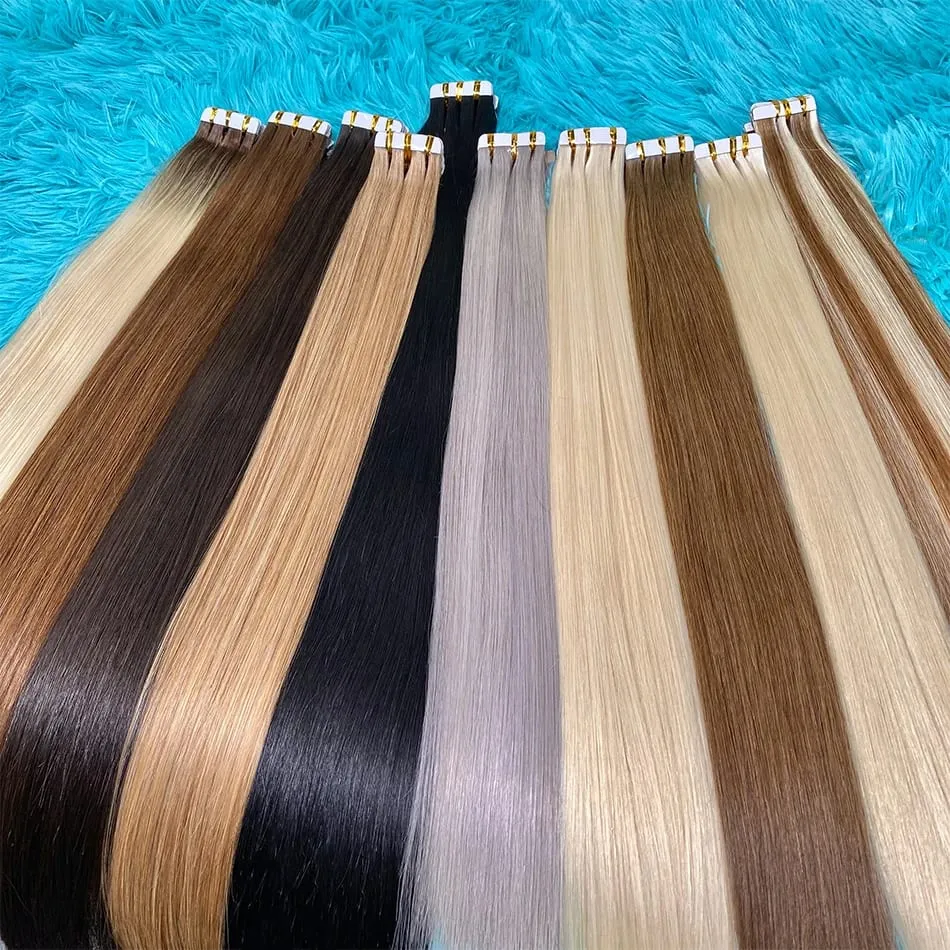 Blonde Seamless Tape in Hair Extensions Human Hair Skin Weft PU Tape on 20 PCS 18'-30' Length Easy Installation Hair Extensions — image 4