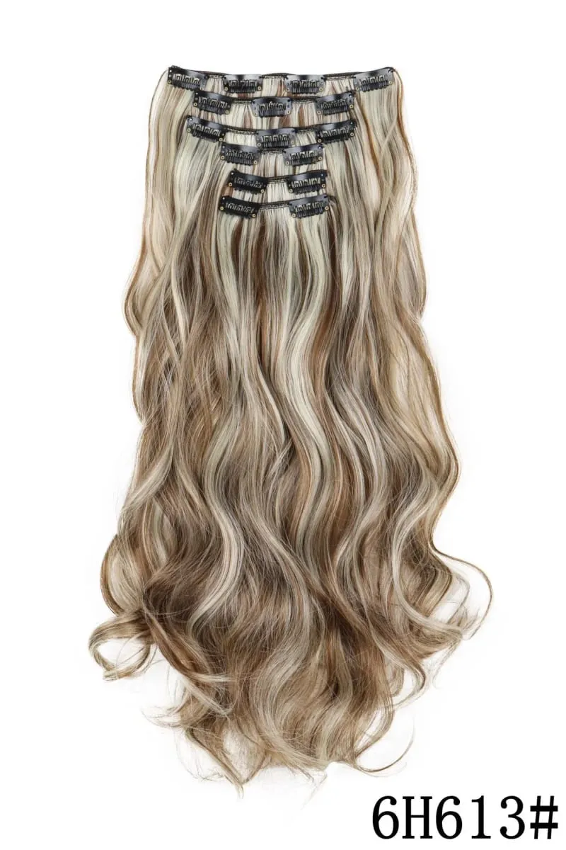 Black Hair Extensions 6pcs/set Women Long Straight Synthetic Full Head Clip 16Clips Ombre Heat Resistant Fiber Hair Kpop Cosplay — image 10