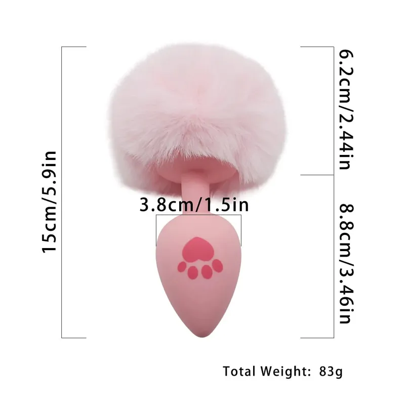 Tapón Anal de silicona con estampado de pata de gato rosa de 4 tamaños, tapón Anal de cola suave, juego para adultos, cuentas anales, Cosplay erótico, Juguetes sexuales para mujeres — image 6