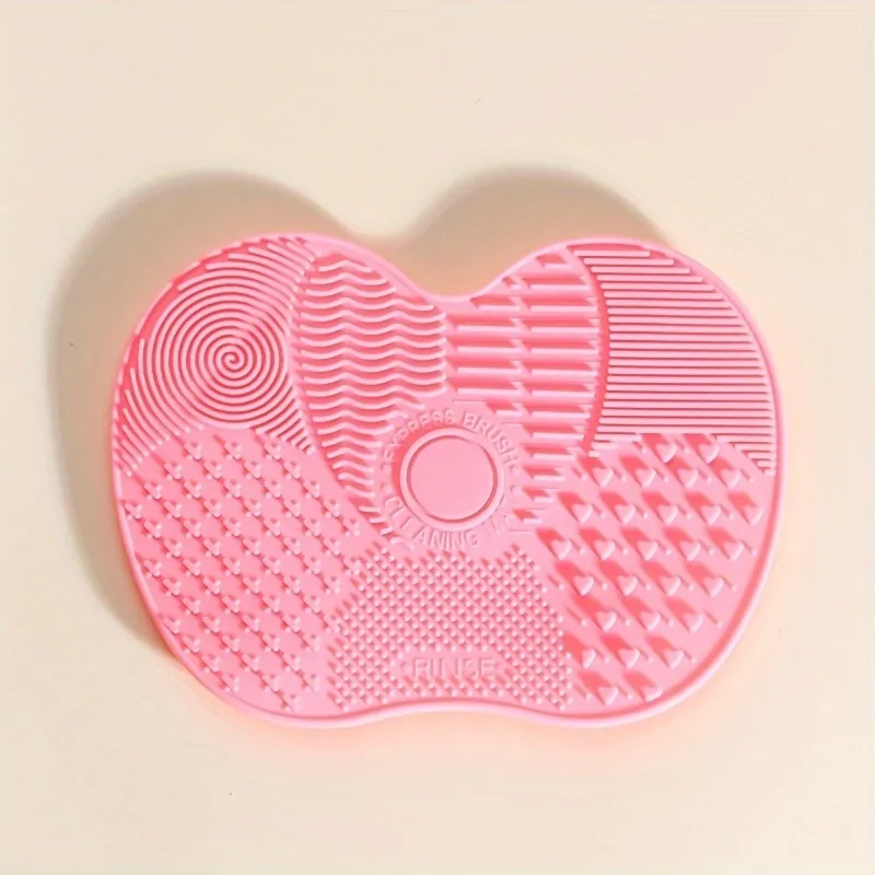 Apple Shaped Pink Cleaning Brush: A Small Suction Cup Cleaning Tool Designed Specifically For Cleaning Makeup Brushes — image 2