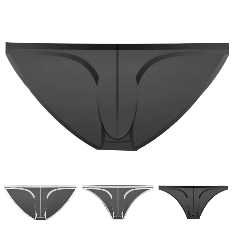 1PC Summer New Underwear Men's Ice Silk Briefs Ultra-thin Transparent Breathable Sexy Comfortable Low Waist Underpants For Men 3256809692642600 — image 9