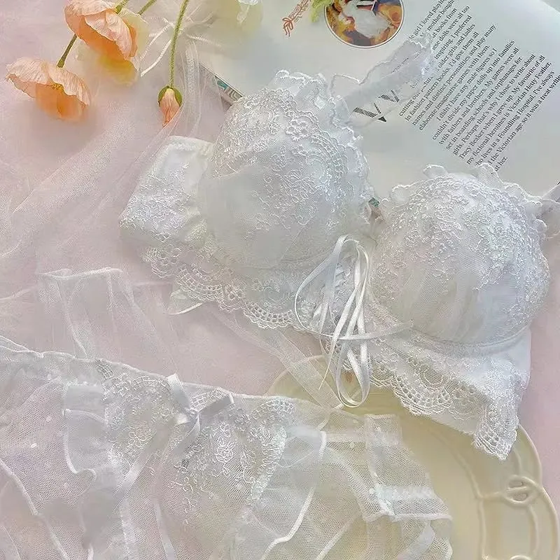 Japanese Style Lace Bralette Set Sexy Cute Underwear with Steel Ring for Small Breasts Push Up Bra & Panty Set Hot Sale Now! — image 12