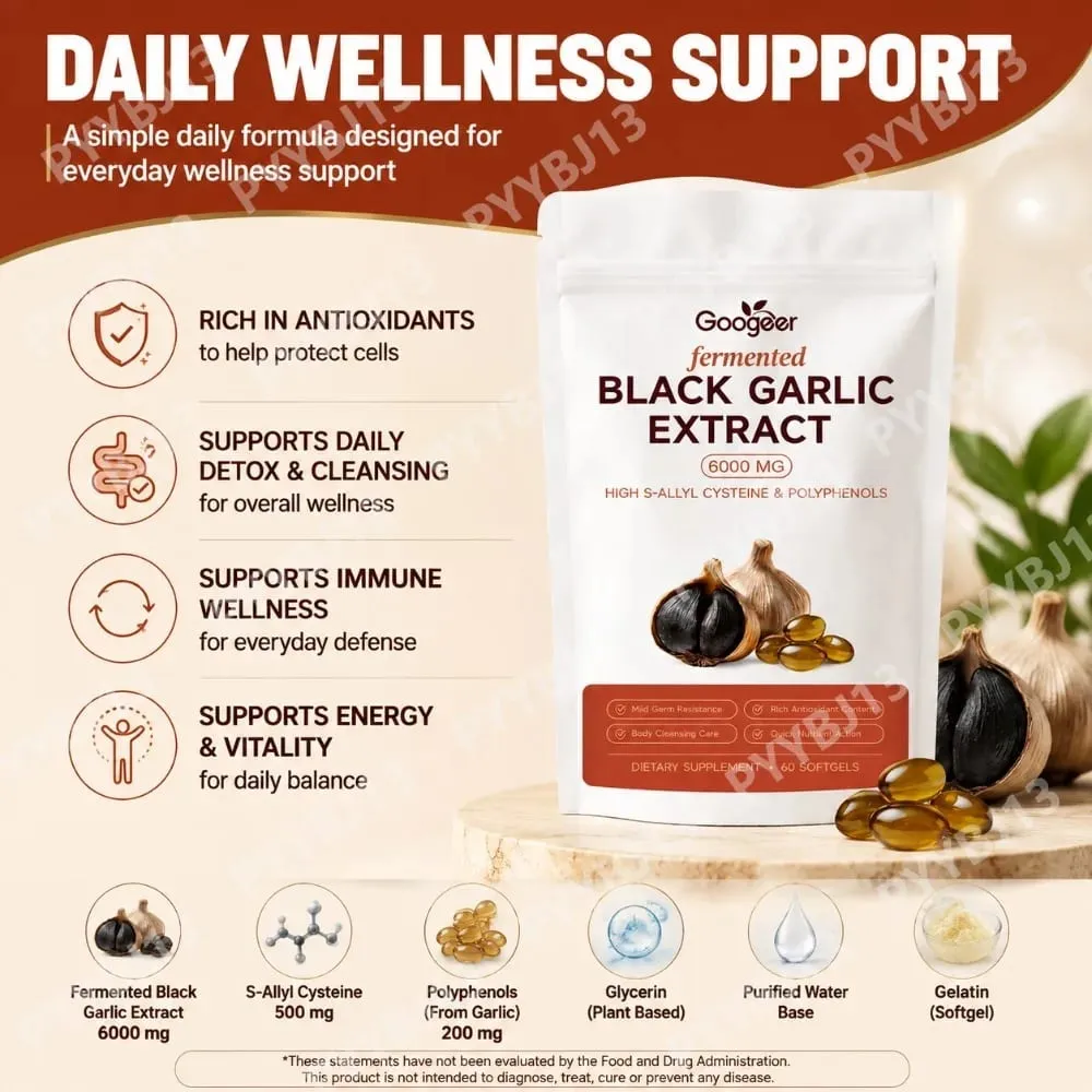 Googeer Fermented Black Garlic Extract Softgels with S-Allyl Cysteine and Polyphenols for Daily Wellness Support 60 Softgels — image 2