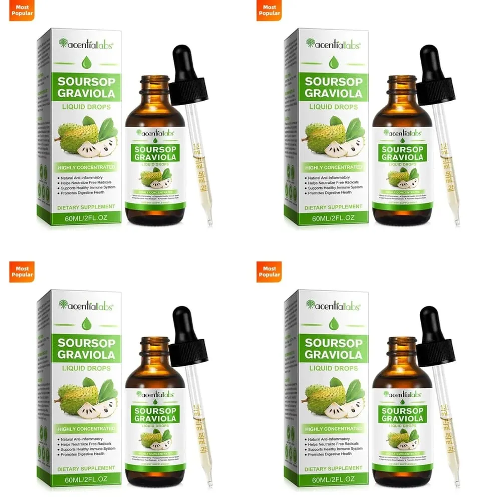 AcentiLabs Soursop Graviola Liquid Drops Vitamin C Supports Digestive Health Immune System Free Radical Defense 60ml for Adults — image 11