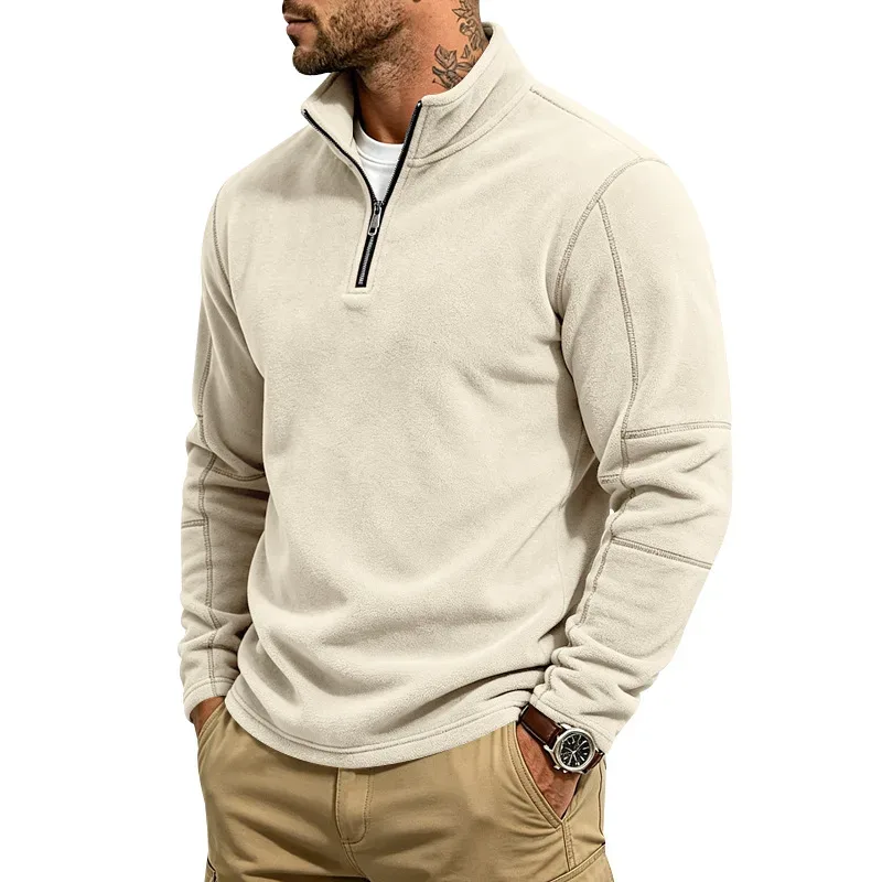 Men's Quarter Zip Polar Fleece Pullover Stand Collar Long Sleeve Casual Warm Sweatshirt For Autumn Winter Daily Commute Wear — image 17
